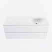 MONDIAZ VICA meuble sous lavabo 120cm Talc 2 tiroirs. Lavabo MOON droite 1 trou de robinet, couleur Talc. SW1381919