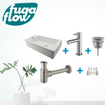 FugaFlow Eccelente Sobrado Badkamer Fonteinset - links - 1 kraangat - fonteinkraan geborsteld RVS - wit SW1124056