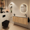 MONDIAZ TURE-DLUX Meuble toilette - 120cm - Washed Oak - EDEN - vasque Ostra - position droite - 1 trou de robinet SW1105152