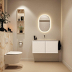 MONDIAZ TURE-DLUX Meuble toilette - 100cm - Talc - EDEN - vasque Frappe - position centrale - sans trou de robinet SW1102599