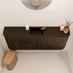 Mondiaz JOYA 113.2cm toiletmeubel - ronding links en rechts kleur Walnut - Wastafel FAYE positie Midden 1 kraangat kleur Urban. SW1421408