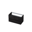 INK Wastafelonderkast - 90x45x52cm - 2 lades - greeploos - met houten keerlijst - MFC - Houtskool eiken SW207409