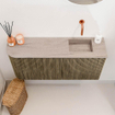 Mondiaz JOYA-DLUX Meuble de salle de bains 91,6cm - arrondi gauche couleur Dusk - Vasque FAYE position Droite Sans trou de robinet couleur Saba SW1426090