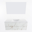 Mondiaz VICA ensemble de meuble de salle de bain - 120cm - meuble sous-vasque carrara - 2 tiroirs - lavabo cloud milieu - 1 trou de robinet - couleur talc - miroir LED - version XL 60cm de haut SW1095814