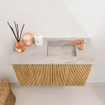 Mondiaz JOYA-DLUX 60cm toiletmeubel - kleur Oak - Wastafel FAYE positie Rechts 1 kraangat kleur Glace. SW1421967