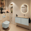 MONDIAZ TURE-DLUX Meuble toilette - 100cm - Greey - EDEN - vasque Frappe - position droite - sans trou de robinet SW1102771