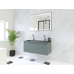 HR Matrix ensemble de meubles de salle de bain 3d 100cm 1 tiroir sans poignée avec bandeau couleur pétrole mat avec lavabo djazz 2 robinets blanc SW857063