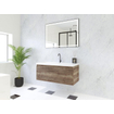 HR Matrix ensemble de meubles de salle de bain 3d 100cm 1 tiroir sans poignée avec bandeau de poignée couleur charleston avec lavabo djazz 1 trou pour robinet blanc SW857076