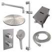 BRAUER Brushed Edition Regendoucheset inbouw - hoofddouche 30cm - gladde knop - inclusief inbouwdeel - handdouche rond 3 standen - glijstang - PVD - geborsteld RVS SW538441