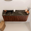 Mondiaz JOYA-DLUX 91.6cm toiletmeubel - ronding rechts kleur Ruby - Wastafel FAYE positie Links 1 kraangat kleur Lava. SW1423662