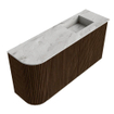 Mondiaz JOYA-DLUX Meuble de toilette 81,6 cm - arrondi gauche couleur Noyer - Vasque FAYE position Droite 1 trou de robinet couleur Glace SW1422383