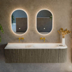 Mondiaz KURVE Ensemble de meuble de salle de bains - 165x46x40cm - 2 tiroirs - 1 porte - vasque solid surface - double / gauche - sans trou de robinet - Shadow SW1414146