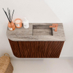 Mondiaz JOYA-DLUX 61.6cm toiletmeubel - ronding links kleur Ruby - Wastafel FAYE positie Rechts 1 kraangat kleur Oza. SW1425532