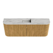 Mondiaz JOYA-DLUX 113.2cm toiletmeubel - ronding links en rechts kleur Oak - Wastafel FAYE positie Midden 1 kraangat kleur Glace. SW1422020