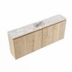 MONDIAZ TURE-DLUX Meuble toilette - 120cm - Washed Oak - EDEN - vasque Glace - position centrale - sans trou de robinet SW1103602