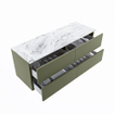 MONDIAZ VICA-DLUX Ensemble meuble de salle de bains - 130cm - meuble sous-vasque army - 4 tiroirs - lavabo encastré cloud gauche - sans trous de robinetterie - version haute 60cm - glace SW1088145