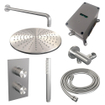 BRAUER Brushed Carving Regendoucheset inbouw - hoofddouche 30cm - carving knop - inclusief inbouwdeel - handdouche staaf 1 stand - PVD - geborsteld RVS SW716091