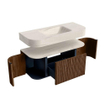 MONDIAZ THOR-DLUX 110cm badmeubel ronding links + rechts kleur Walnut met 1 lade en 2 deuren. Vrijhangende wastafel CLOUD Midden zonder kraangat kleur Meli. SW1462915