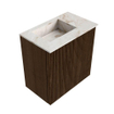 Mondiaz JOYA-DLUX 40cm toiletmeubel - kleur Walnut - Wastafel FAYE positie Links 1 kraangat kleur Frappe. SW1412059