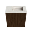 Mondiaz JOYA-DLUX 40cm toiletmeubel - kleur Walnut - Wastafel FAYE positie Rechts 1 kraangat kleur Ostra. SW1422569