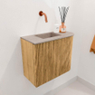 Mondiaz JOYA-DLUX Meuble de toilette 51,6cm - arrondi droit couleur Chêne - Vasque FAYE position Gauche Sans trou de robinet couleur Saba SW1424179