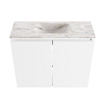 MONDIAZ TURE-DLUX Meuble toilette - 60cm - Talc - EDEN - vasque Glace - position centrale - sans trou de robinet SW1103085