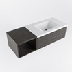 MONDIAZ BUKLA Meuble de salle de bains 120 cm avec module ouvert 40 couleur Dark Brown avec 1 tiroir. Lavabo CLOUD à droite 0 trous de robinet couleur Talc. SW1382088