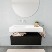 MONDIAZ ALAN 100cm - meuble bas - urban - 1 tiroir - lavabo suspendu - vasque à gauche - 0 trous de robinet - talc SW408589
