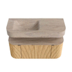 MONDIAZ THOR-DLUX 110cm badmeubel ronding links + rechts kleur Oak met 1 lade en 2 deuren. Vrijhangende wastafel CLOUD Links 1 kraangat kleur Saba. SW1462992