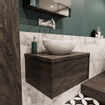 Mondiaz LUSH Meuble salle de bains avec 1 tiroir lavabo BARCO 60x30x45cm Centre sans trou de robinet Dark brown/Brun foncé SW409582