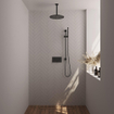 BRAUER Black Carving Douche de pluie encastrée thermostatique - boutons-poussoirs - SET 66 - pomme de douche 30 cm - bras de plafond - douchette barre - flexible de douche - barre de douche intégrée - noir mat SW925405