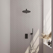 BRAUER Black Edition Regendoucheset inbouw - hoofddouche 30cm - gladde knop - inclusief inbouwdeel - handdouche Staaf 1 stand - mat zwart SW538397