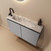 MONDIAZ TURE-DLUX Meuble toilette - 80cm - Plata - EDEN - vasque Glace - position gauche - 1 trou de robinet SW1103469