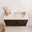 Mondiaz JOYA-DLUX 60cm meuble de toilette - couleur Walnut - Vasque FAYE position Droite 1 trou de robinet couleur Ostra. SW1422598