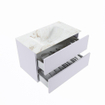 MONDIAZ VICA-DLUX Ensemble meuble de salle de bains - 80cm - meuble bas Cale - 2 tiroirs - lavabo encastré Cloud centré - sans trous de robinet - version haute 60cm - Frappe SW1089049