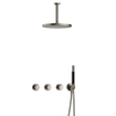 Hotbath Cobber X IBSX70 Set de douche de tête encastrée - pomme de douche 30cm - bras de plafond 15cm - douchette barre 1 jet - nickel brossé SW678063