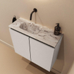 MONDIAZ TURE-DLUX Meuble toilette - 60cm - Linen - EDEN - vasque Glace - position gauche - sans trou de robinet SW1103332