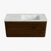 Mondiaz CIRO-DLUX Meuble de salle de bains - 110x45x50cm - Plan-vasque Solid surface Opalo - 1 bassin à droite - 1 trou de robinet - 2 tiroirs - Noyer SW1530212
