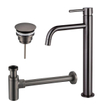 Fortifura Calvi Slim Kit mitigeur lavabo - robinet rehaussé - bonde nonobturable - siphon design - PVD Gunmetal SW911761