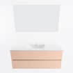 Mondiaz VICA ensemble de meuble de salle de bain - 120cm - meuble sous-vasque rosee - 2 tiroirs - lavabo denia milieu - 1 trou de robinet - couleur Blanc Brillant - miroir LED - version XL 60cm haut SW1092003