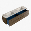 Mondiaz CIRO-DLUX Badkamermeubelset - 190x45x50cm - Solid surface wastafel Frappe - 2 wasbak Dubbel - 2 kraangaten - 4 lades - Dusk SW1532855