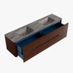 Mondiaz CIRO-DLUX Badkamermeubelset - 180x45x50cm - Solid surface wastafel Oza - 2 wasbak Dubbel - zonder kraangaten - 4 lades - Ruby SW1532134