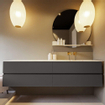 MONDIAZ VICA-DLUX Ensemble meuble de salle de bains - 200cm - sous-meuble dark grey - 4 tiroirs - lavabo encastré cloud à droite - sans trous de robinet - version haute 60cm - frape SW1088859