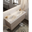 Mondiaz VICA ensemble de meuble de salle de bain - 120cm - meuble sous-vasque fumée - 2 tiroirs - lavabo denia double - 2 trous de robinet XL version 60cm de haut SW1089771