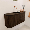 Mondiaz JOYA 83.2cm meuble de salle de bains - arrondis gauche et droite couleur Walnut - Vasque FAYE position Milieu Sans trou de robinet couleur Urban SW1421382