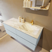 MONDIAZ VICA-DLUX Ensemble meuble de salle de bains - 120cm - meuble bas clay - 4 tiroirs - lavabo encastré cloud à droite - 1 trou de robinet - version haute 60cm - glace SW1088163