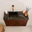 Mondiaz JOYA-DLUX 60cm toiletmeubel - kleur Ruby - Wastafel FAYE positie Links Zonder kraangat kleur Lava. SW1423605