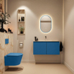 MONDIAZ TURE-DLUX Meuble toilette - 100cm - Jeans - EDEN - vasque Frappe - position centrale - sans trou de robinet SW1102805