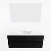 Mondiaz VICA ensemble de meuble de salle de bain - 120cm - meuble sous-vasque urban - 2 tiroirs - lavabo denia milieu - 1 trou de robinet - couleur Blanc Brillant - miroir LED - version XL 60cm haut SW1091913