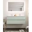 MONDIAZ VICA Ensemble de meuble salle de bain - 120cm - 2 tiroirs - lavabo Cloud double - 2 trous de robinet - solid surface gris SW410775
